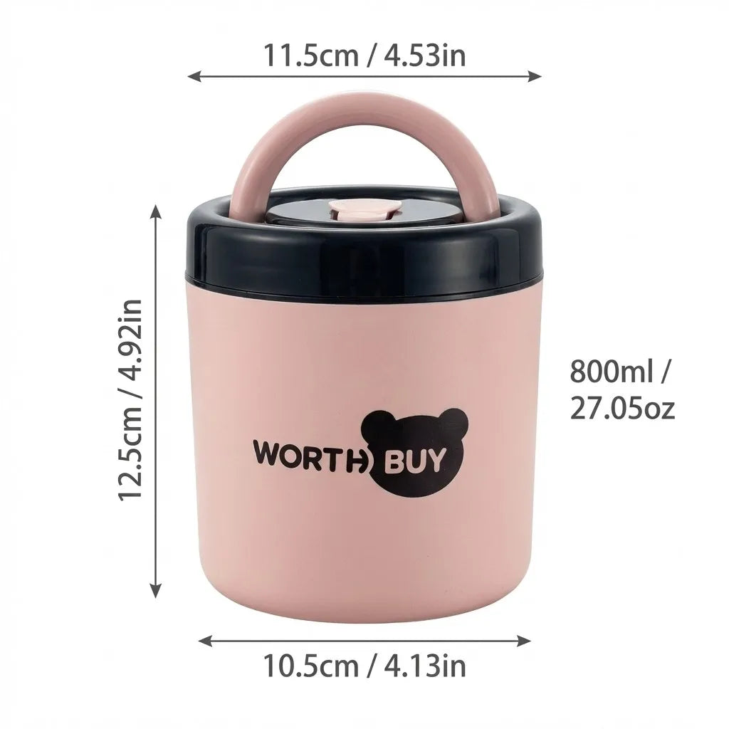 304 Stainless Steel Insulated Lunch Box With Handle Portable  Leak-proof Double Layer Bento Box For Kids Students Microwave Safe
