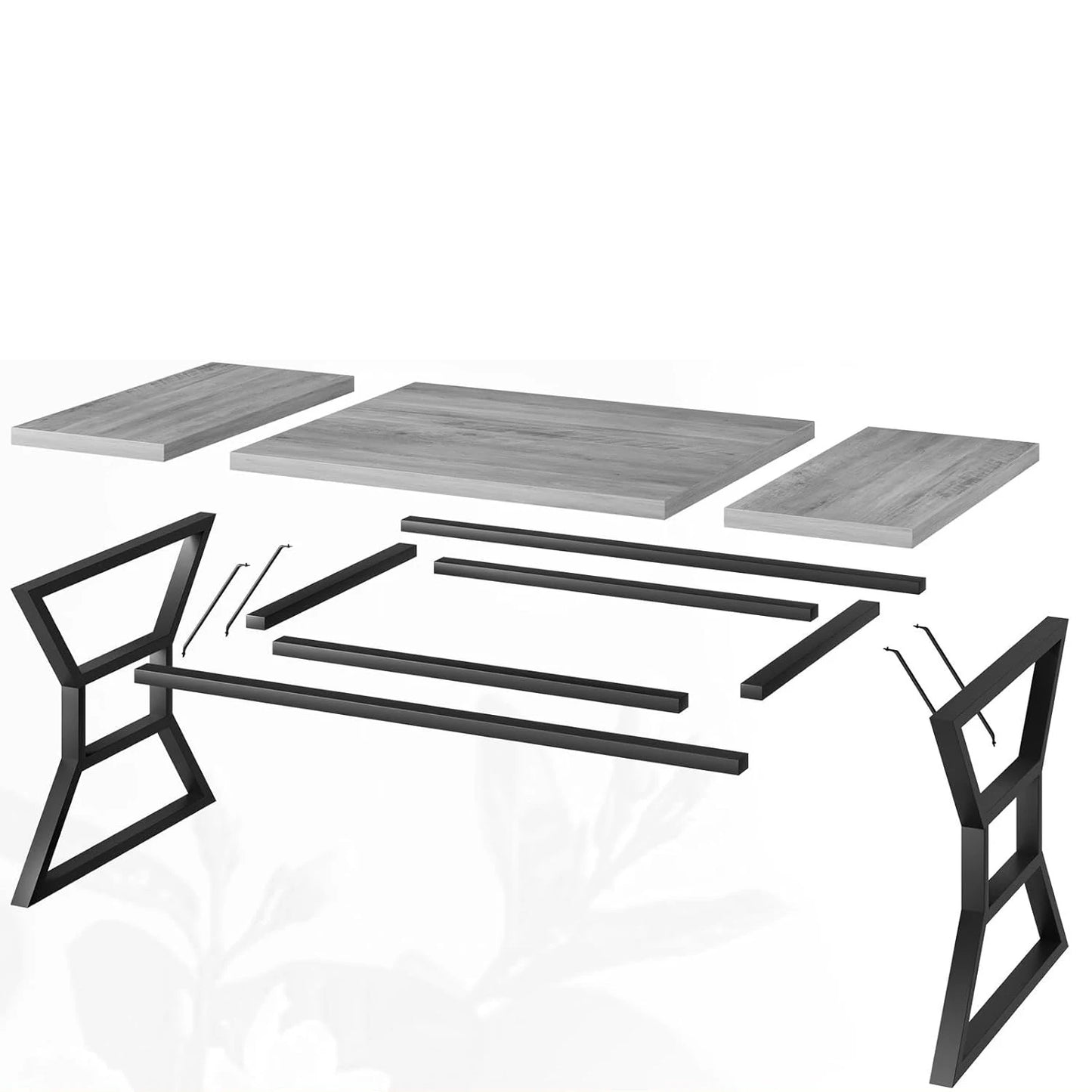 Rectangular Dining Table for 6 People,Farmhouse Wood Kitchen Tables with Metal Legs for Restaurant, Outdoor Table for Party