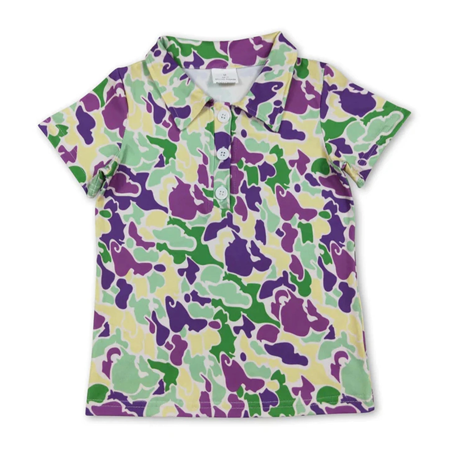 Kids Camo Print Short Sleeve Polo Shirts Soft Stretch Casual Toddler Boys Girls Lapel Tee Summer Children Camouflage Top