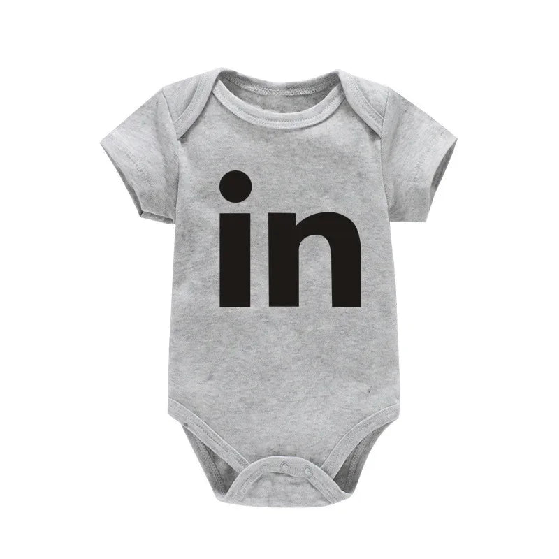 Letter Print Newborn Infant Baby Boys Girls Black Bodysuit Twins Romper Jumpsuit Outfits Hipster Baby Clothes 0-24M