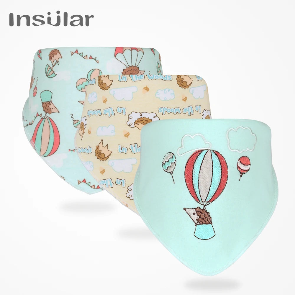3pcs/set High Quality Baby Bibs Double Layers Cotton Infant Saliva Towel Toddler Boys Girls Cute Baby Bibs Bandanna Burp Cloth