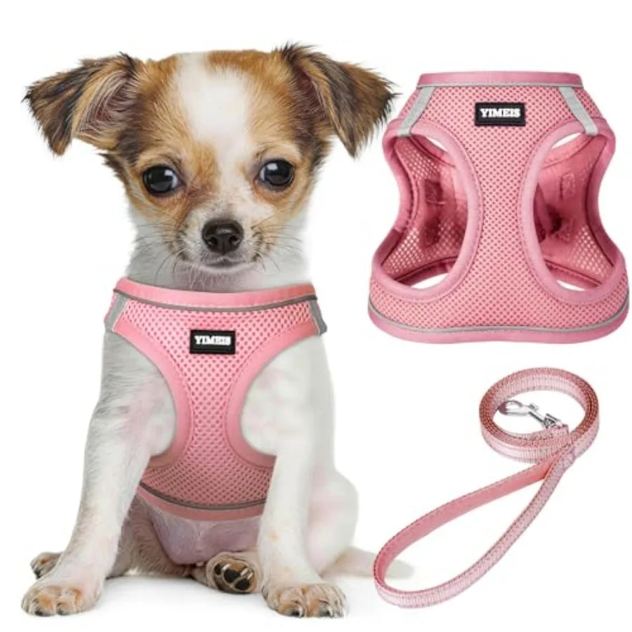 Dog Harness and Leash Set: Outdoor Walking, Soft Mesh, Black, No-Pull Reflective Adjustable Design for Small to Large Dogs and