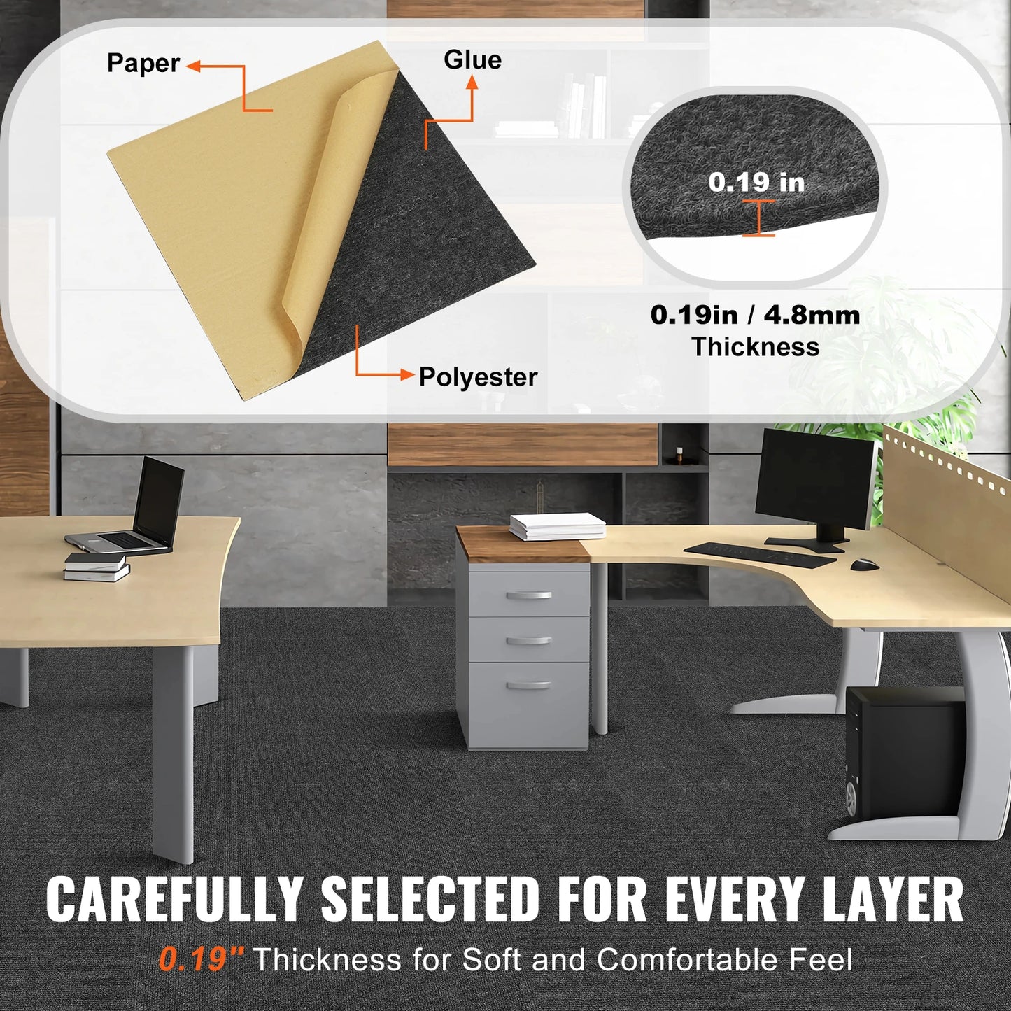 Carpet Tiles Peel & Stick Self Adhesive Carpet Floor Tile Soft Padded Carpet Tiles Bedroom Living Room Indoor Outdoor