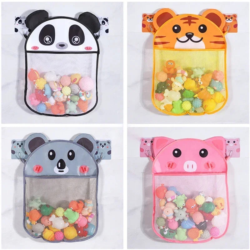 Cartoon Animal Shower Hanging Basket Cute Mesh Bag Bathroom Storage Organizer Holder for Children Baby Bath Water Toy Net Pouch