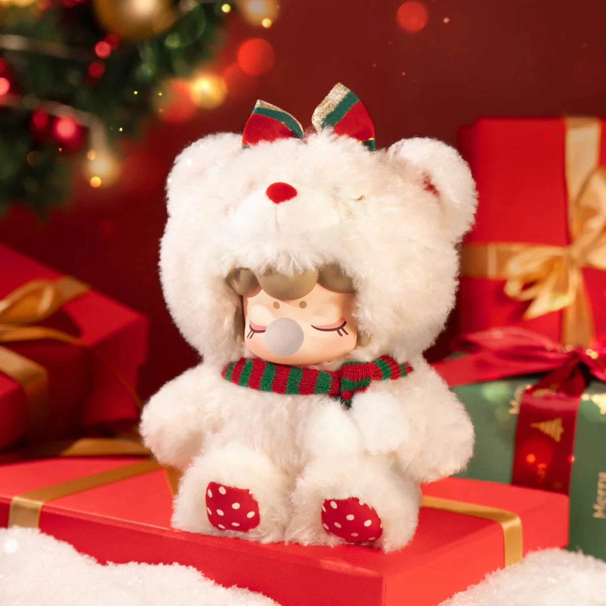Rolife Nanci Christmas Bear Plush Pendant Collectible Plush Doll Toys Gift for Kids Friends Adults