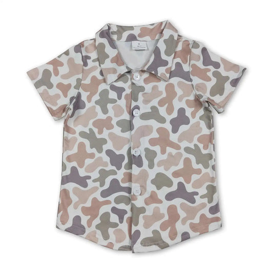 Sibling Baby Boys Short Sleeve Southern Hunting Camo Button Shirts Top