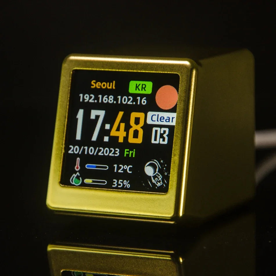Super Cool Mini WiFi Desktop Weather Digital Clock Station with IPS LCD Screen Gadget for Decoration