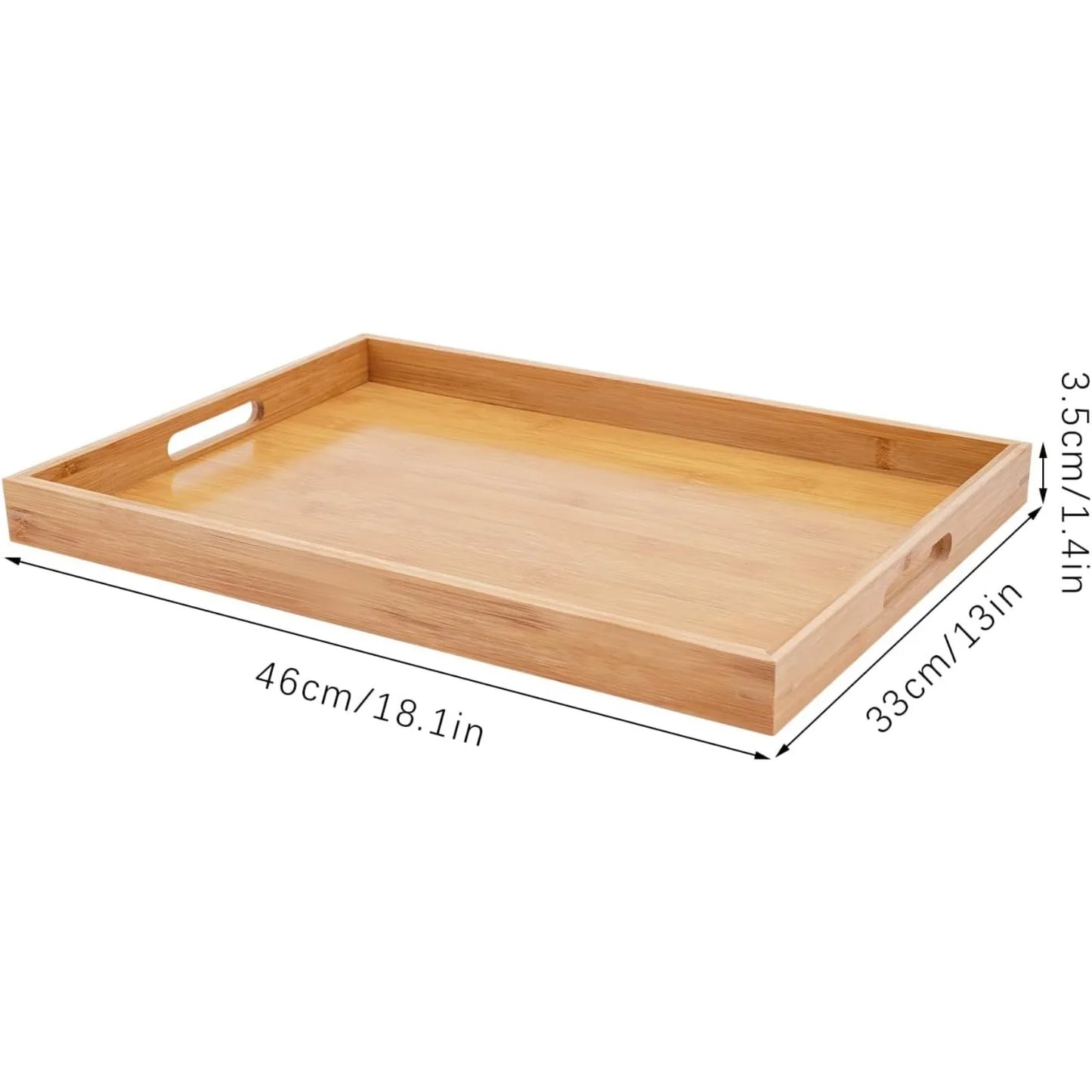 4 Pack Bamboo Serving Trays With Handles Rectangular Wooden Platters Multi-purpose Breakfast Tea Snack Tray For Kitchen Living Room Indoor Outdoor Use