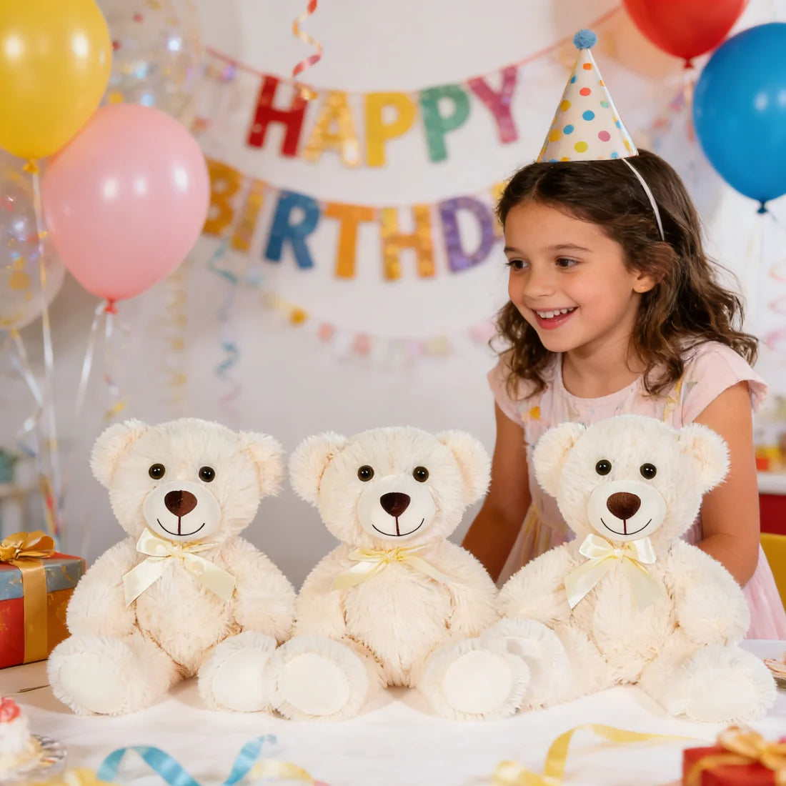 Teddy Bear 13.5 Inch Stuffed Animals Plush Toys 3 Cream Stuffed Bears for Girls Perfect Gift for Girlfriend Birthday Gift Valentine's Gift