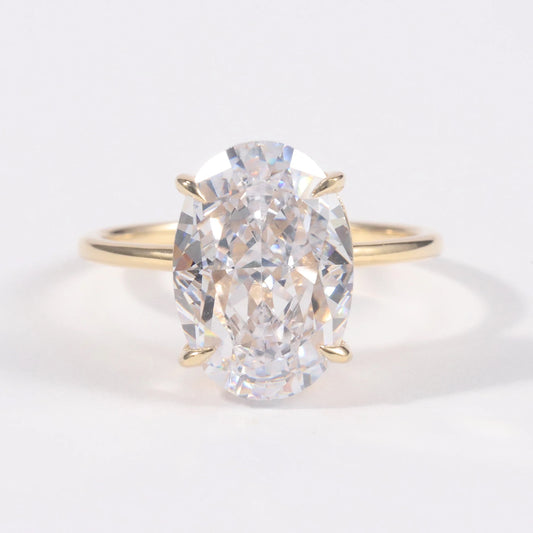 GEM'S BALLET Solid 9K 10K 14K 18K AU750 Engagement Rings Oval Radiant Cut Cubic Zirconia Diamond Fire Crushed Ice CZ Gold Ring