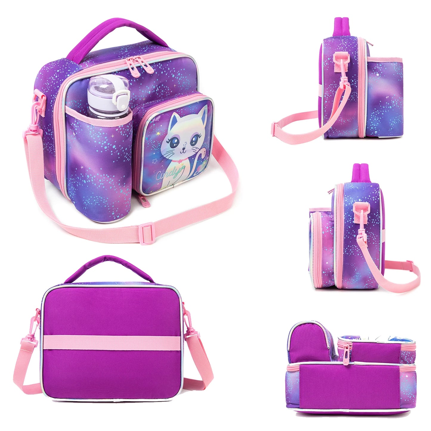 MYHSBYO Cute Animal Kids Lunch Bag Set Washable Lunch Bag Reusable Leakproof Bag for School & Nursery It's Beautiful for Girls