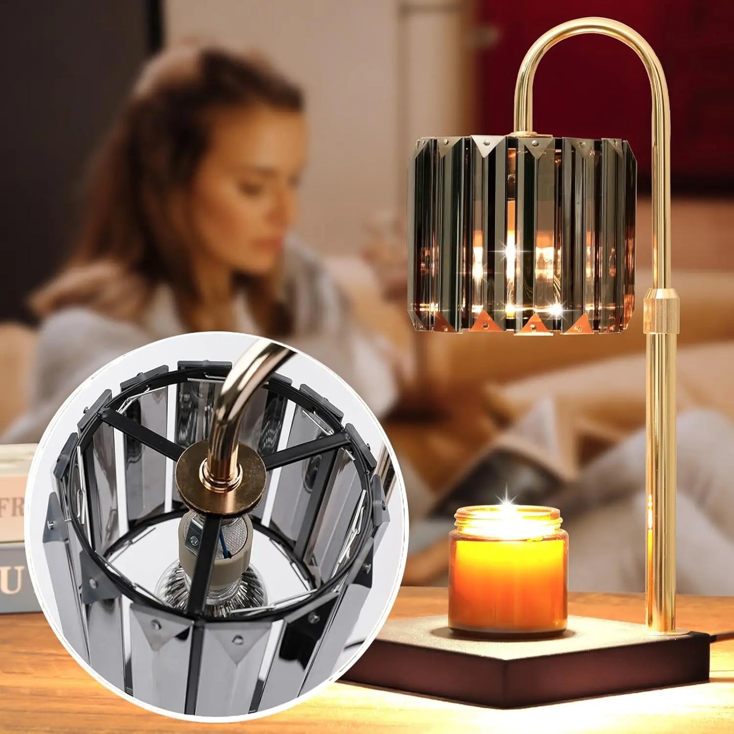 Candle Warmer Lamp with Timer Dimmable Height Adjustable for Home Decor Gift for Women Mom Black