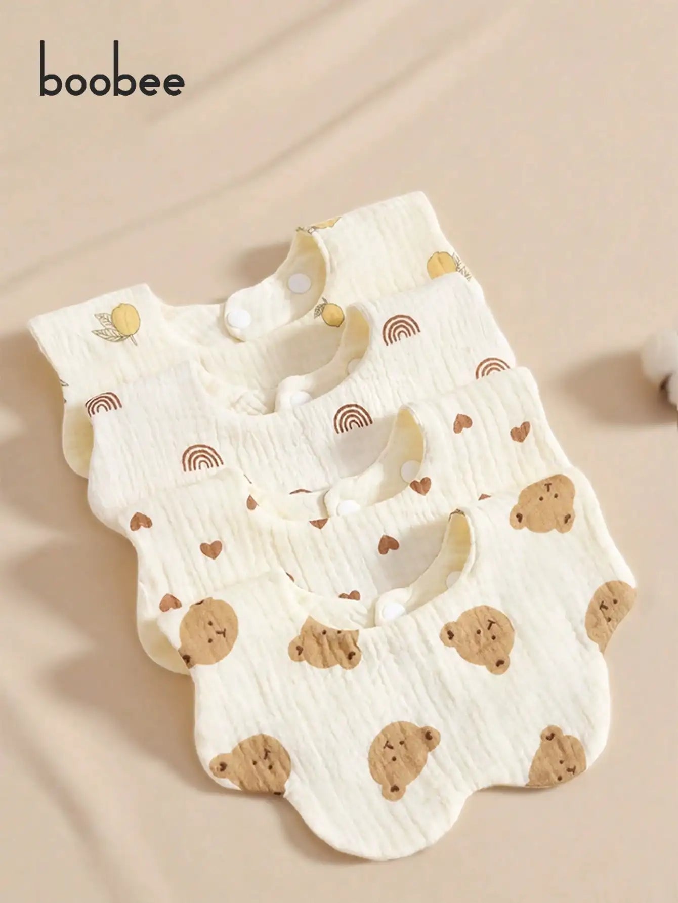 4Pcs Ultra-Soft and Comfortable Baby Bibs, Suitable for Ages 0-3, with Snap Button Design, Washable-Machine Washable, Newborn Gauze Drool Bibs-Waterproof Spit-Up Bibs for Babies, Ultra-Soft Autumn and Winter Bibs, Perfect Bab