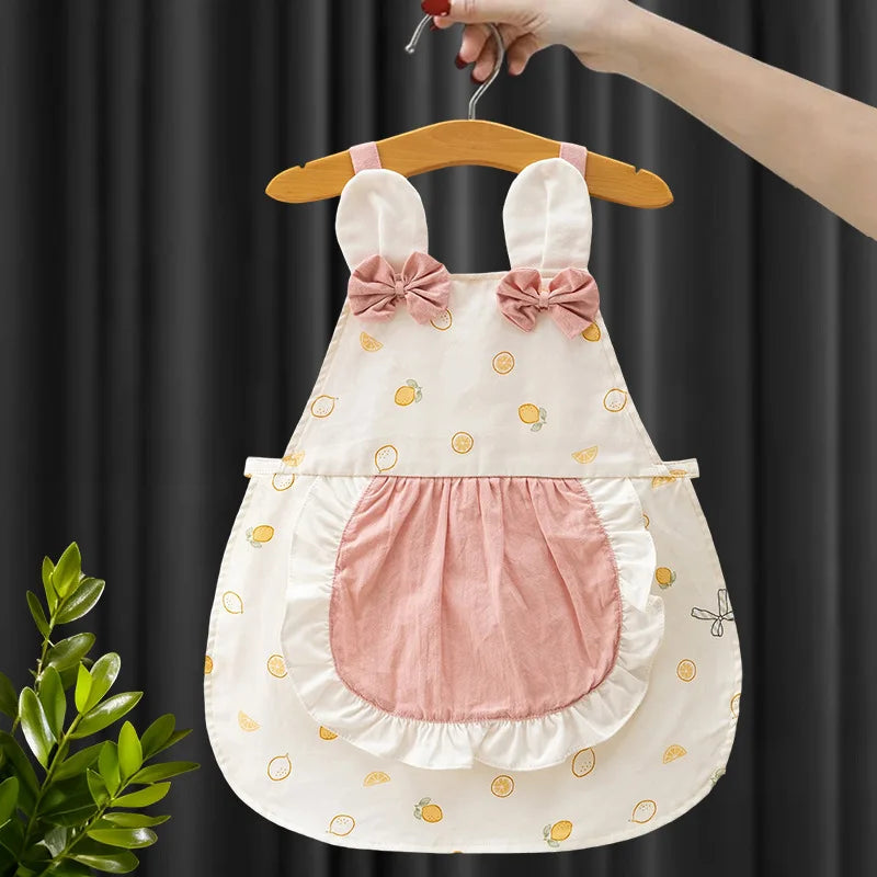 Baby Girl Smock Children Princess Skirt Girl Apron Waterproof Protective  Summer Foreign Style Baby Anti-dirty Bib Rice Pocket