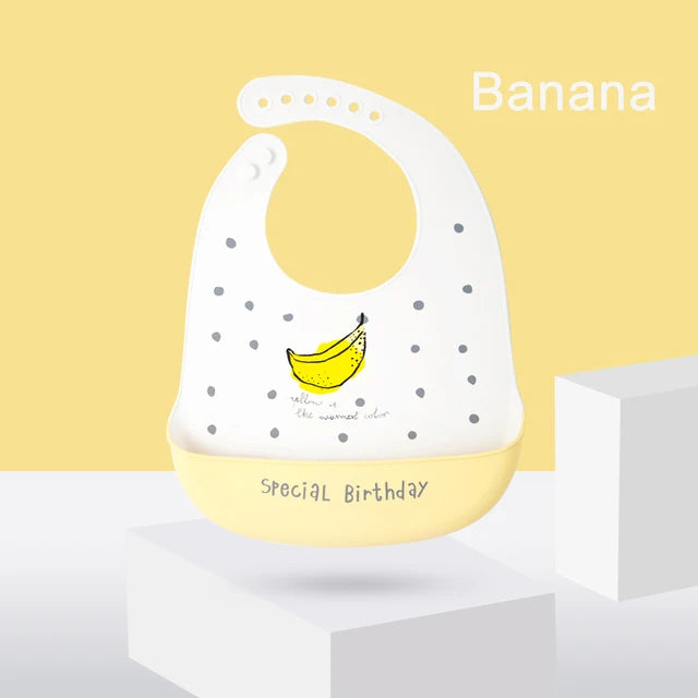 Silicone Baby Bib Waterproof Drool Catcher Cartoon Newborn Feeding Soft Edible Bib Adjustable Baby Burp Cloth