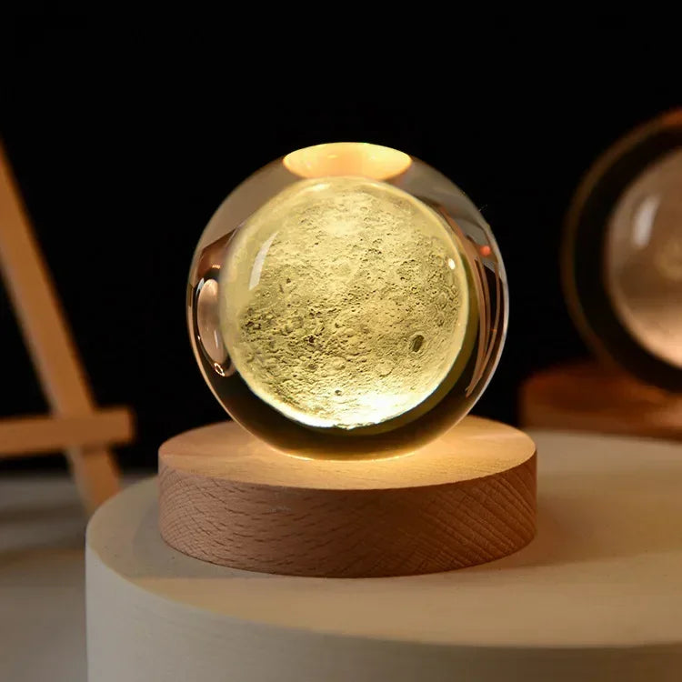 Aesthetic Moon Crystal Sphere Creative Clear Glass Galaxy Globe Night Light Crystal Ball Lamp Desktop Decoration Home Ornament