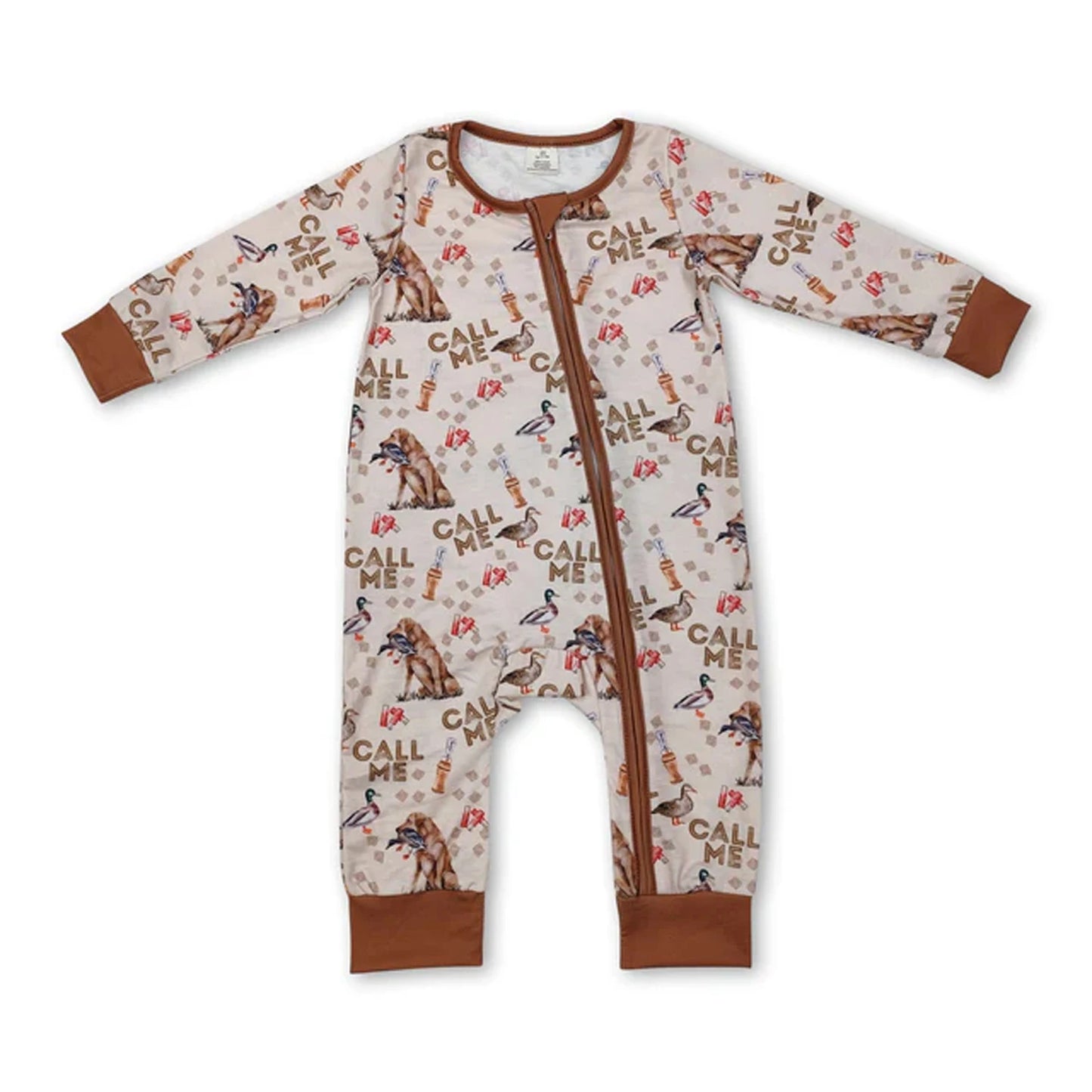 All Over Print Bamboo Baby Zipper Romper Long Sleeve Infant Sleeper Jumpsuit Hunting Camo Floral Newborn Sleepwear