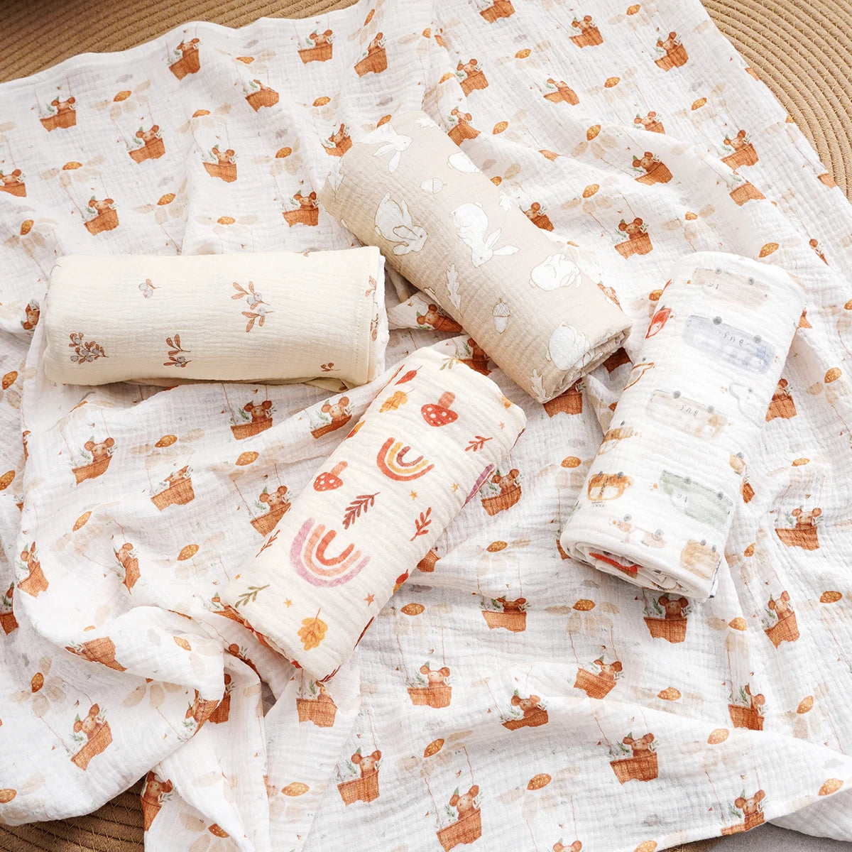 All Season New Arrival 100% Cotton Baby Muslin Swaddle Blanket Newborn Bath Towel Cute Infant Quilt Size 100x100cm