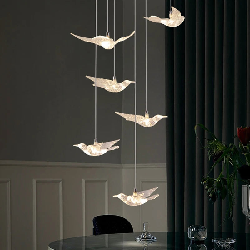 Led Bird Pendant Lamp Home Decoration Lighting Hanging Lamp Design Loft Living Room Showroom Apartment Ceiling Villa Chandelier