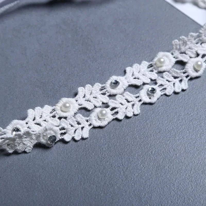 New Vintage Girls Pearl Headband Vintage Baptism Headband Rhinestone Baby Headwear baby hair accessory First Birthday Costume