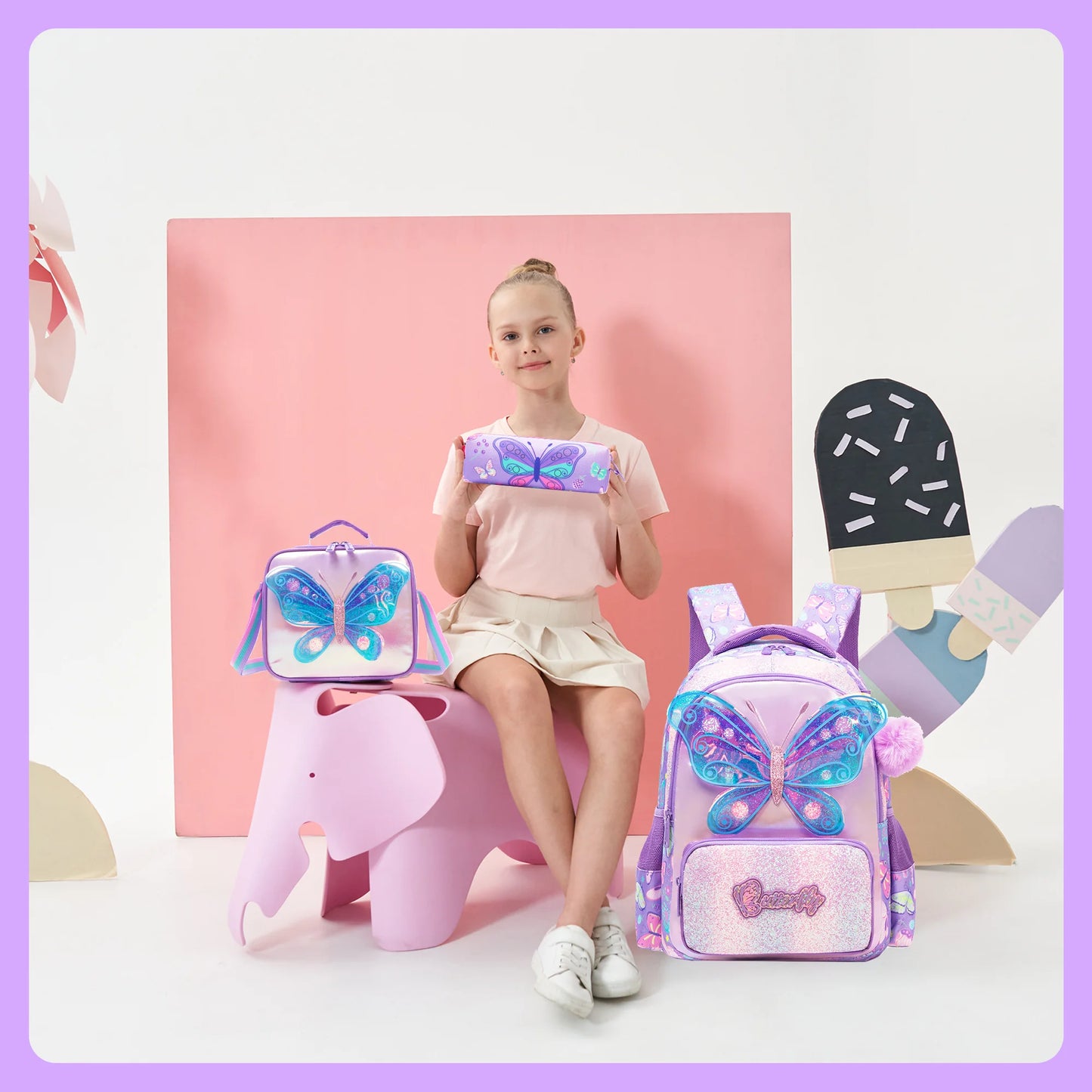 Backpacks for Girls Backpacks for Elementary Preschool Students Kids School Backpack with Lunch Bag Gift Package
