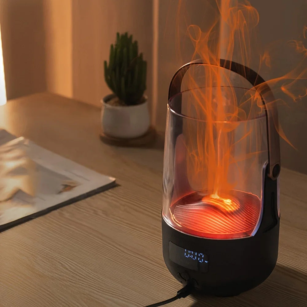 USB-Powered Fireplace Flame Humidifier & Aromatherapy Diffuser  No Batteries Required