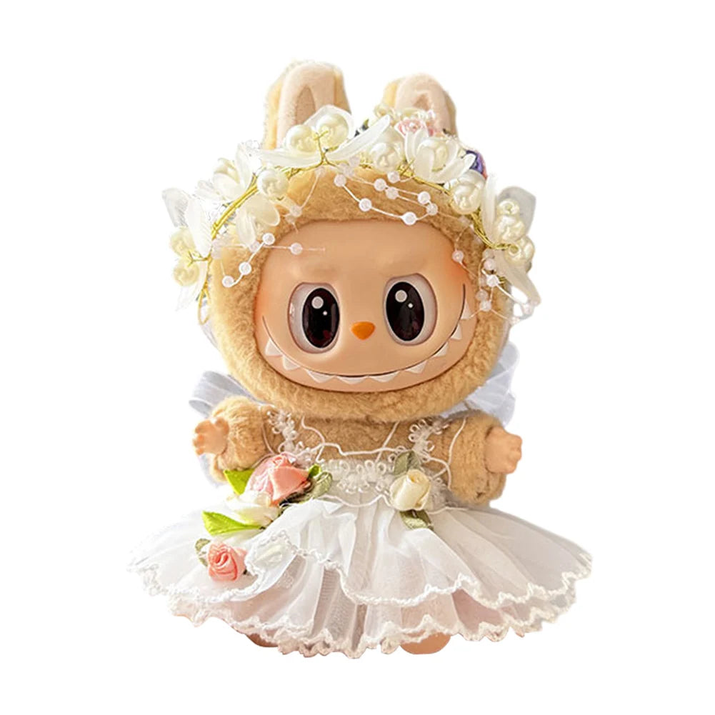 17cm Mini Plush Doll's Clothes Outfit Accessories for Korea Kpop Labubu Dolls Sit Party Overalls Clothing Gift （Only clothes）