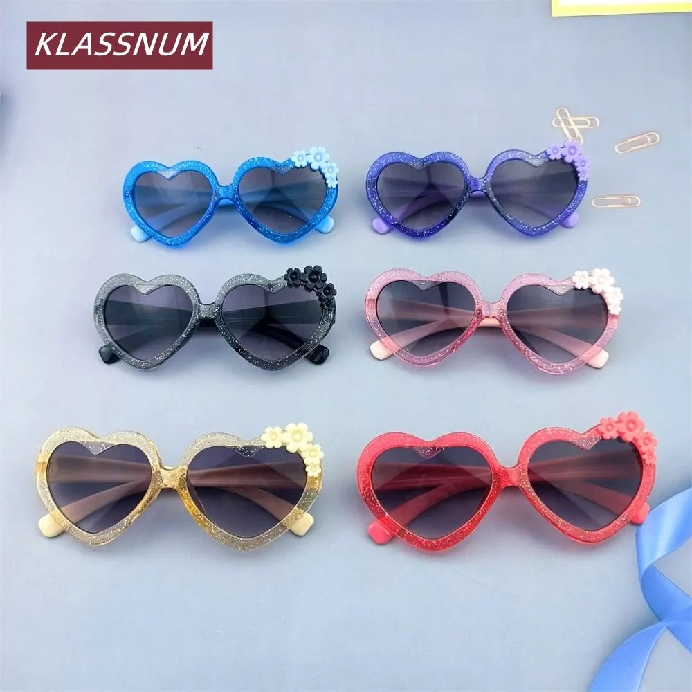 Children Cute Cartoon Flower Sunglasses Girls Boys Outdoor Sun Protection Goggles Vintage Classic Kids Eyewear KLASSNUM UV Block