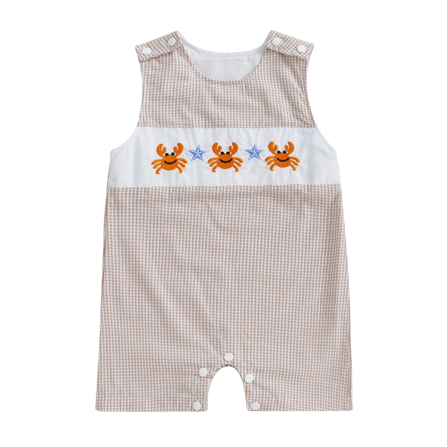 New Baby Boy Romper Cute Embroidered Sleeveless Buttons Short Jumpsuits 2026 Summer Toddler Overalls 0-18M