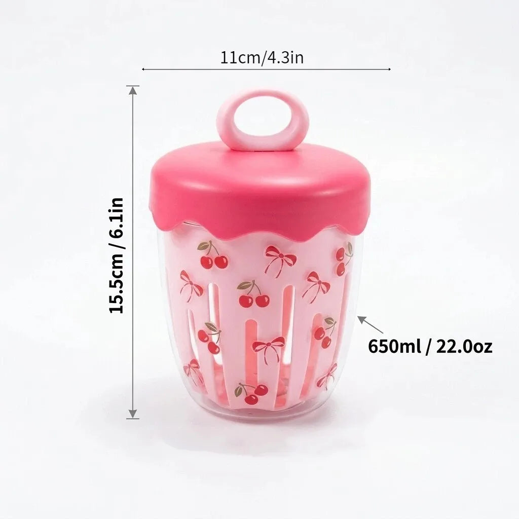 Clear Plastic Salad Container with Lid Fork Double Layer Fruit Drain Cup Yogurt Cereal Snack Bento Lunch Box for Kids School