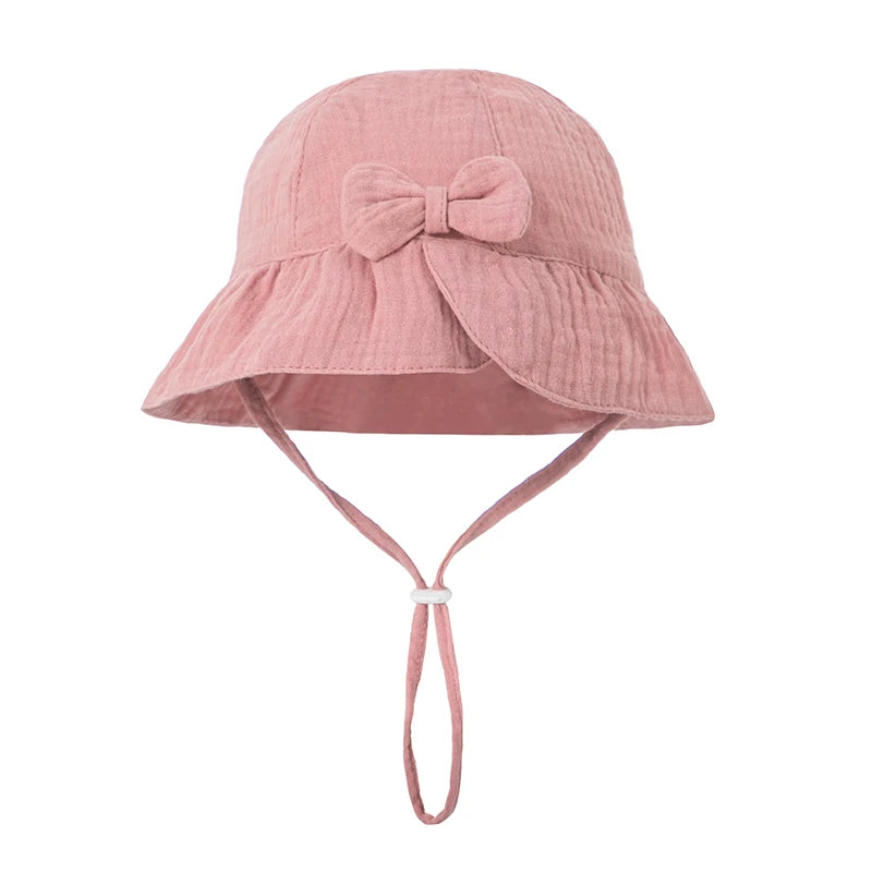Baby Hats Girls Bowknot Panama Summer Kids Sun Hat Infant Beach Fisherman's Hat Children Breathable Cotton Outdoor Bucket Cap