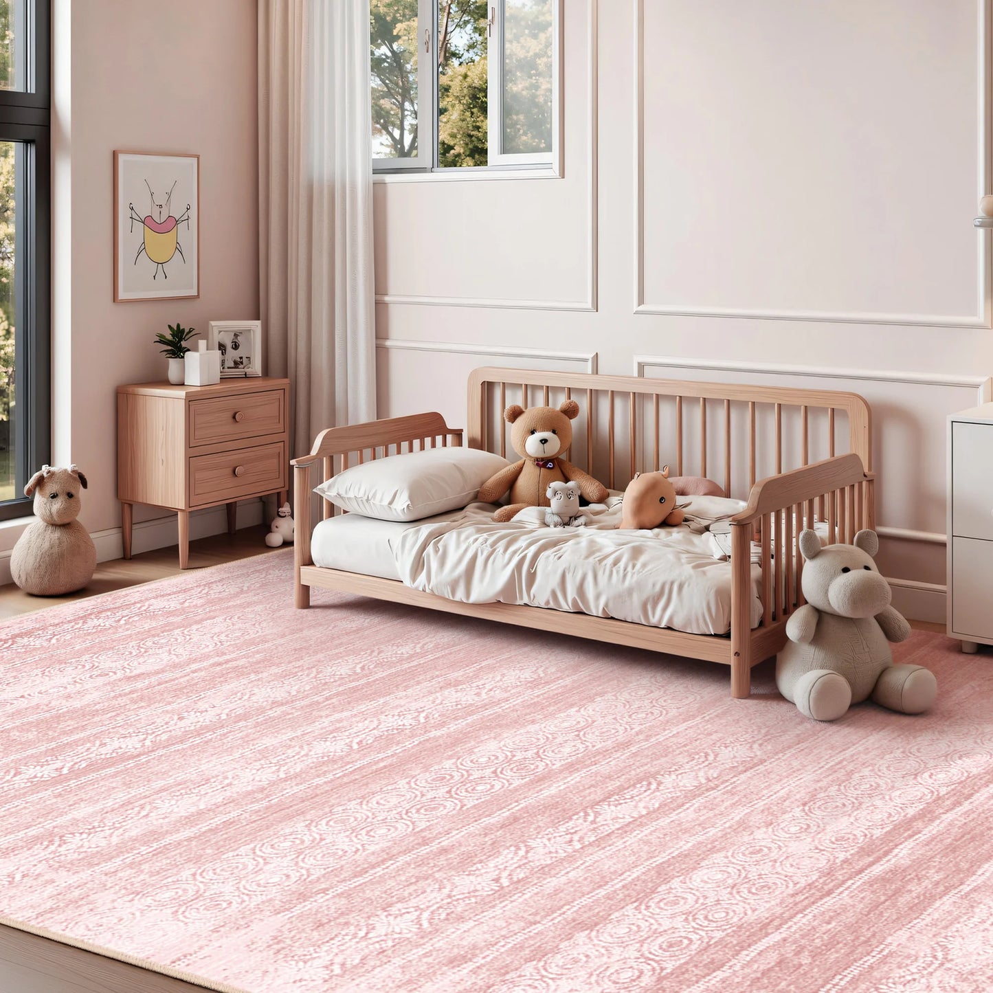 [Pink Area Rug] Dusty Pink 8x10 Rugs - Pink Area Rugs For Living Room - Washable Non Slip Rug - Cute Modern Boho Carpets - Foldable Rug Perfect For Indoor - Bathroom - Kitchen - Bedroom - Decor Home Decor(Blush Pink)