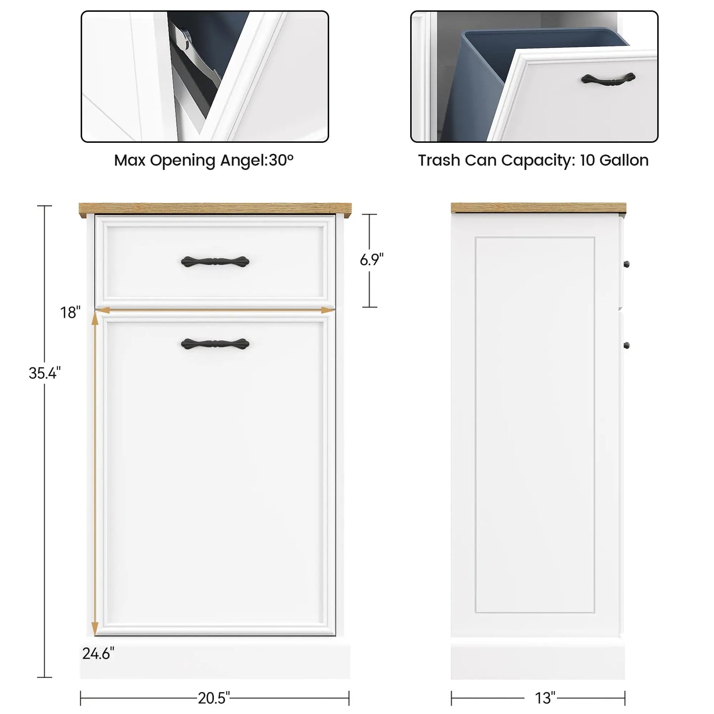 Trash Cabinet Tilt Out, Hidden Trash Can Cabinet 10 Gallon Storage Holder, Freestanding Pet-Proof Garbage Can Cabinet for Kitchen Dining Living Room