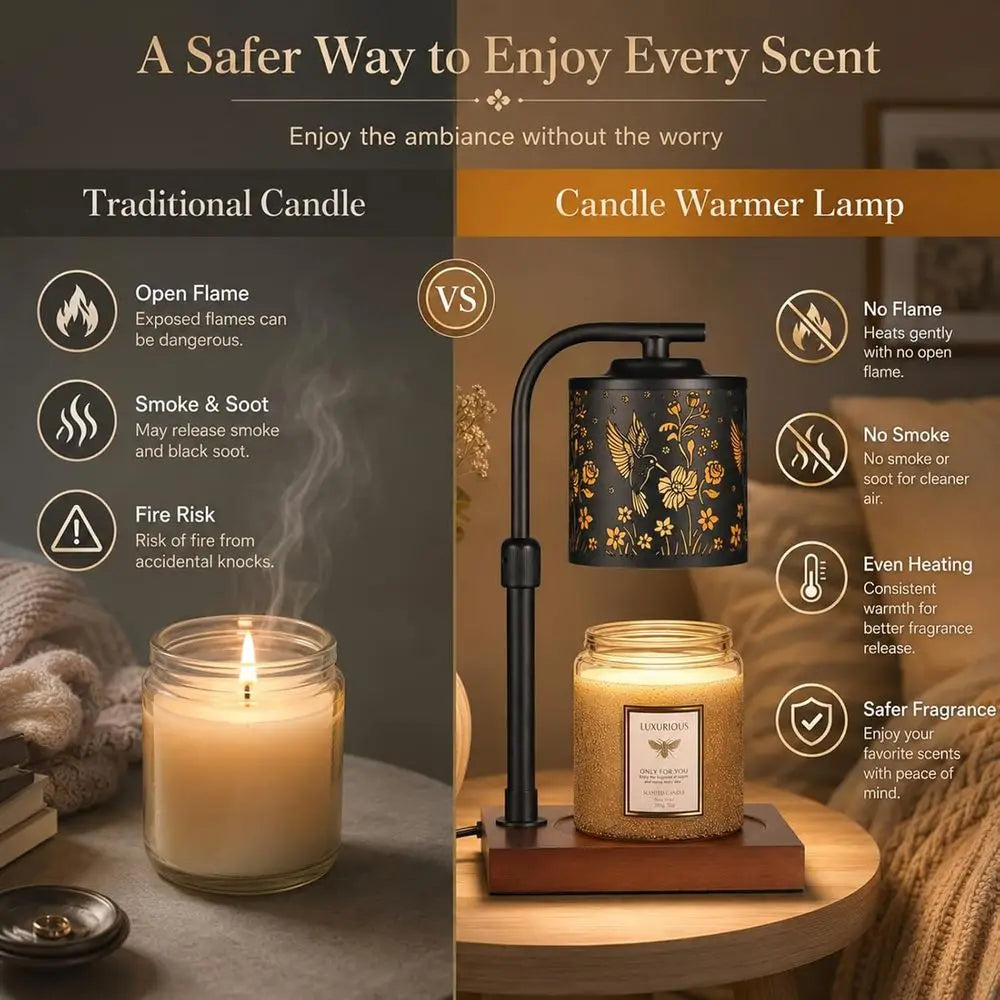 Candle Warmer Lamp Adjustable Height Dimmable Home Decor Electric Candle Warmer Jar Candles Birthday Gifts Women Mom