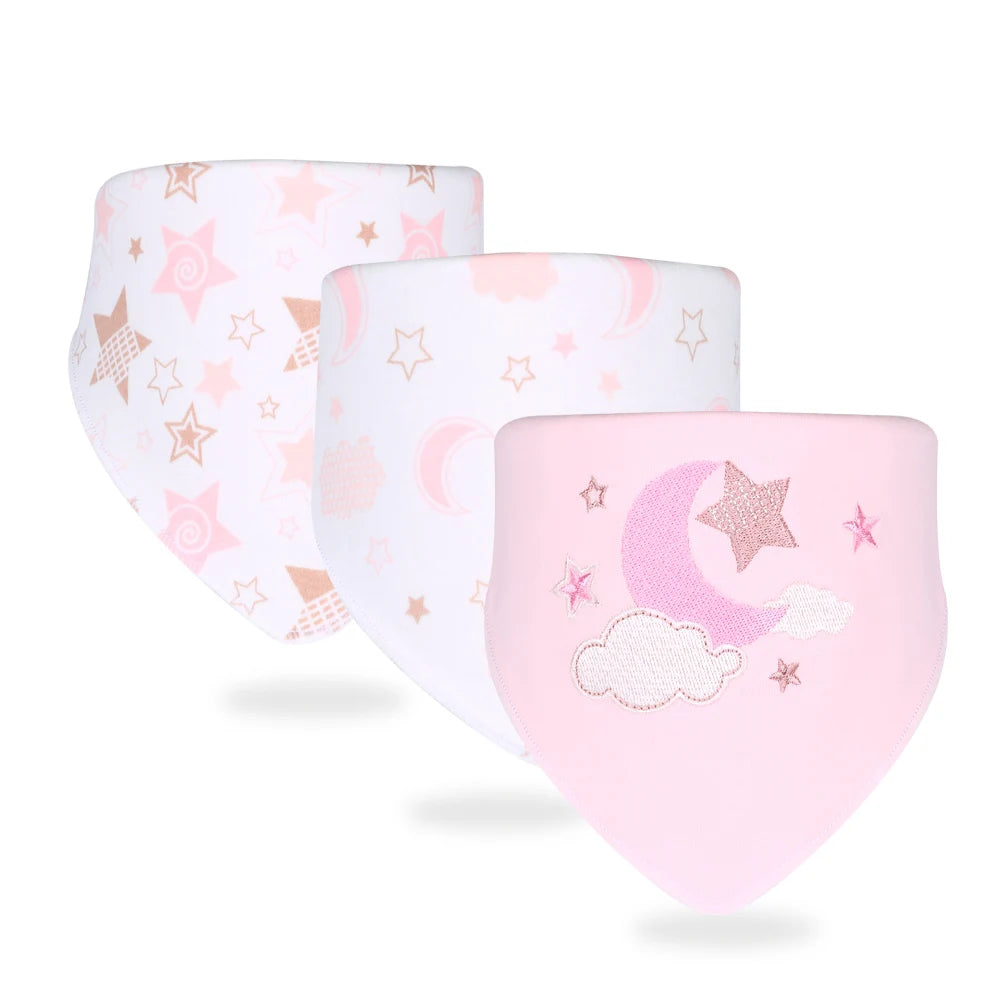 3pcs/set High Quality Baby Bibs Double Layers Cotton Infant Saliva Towel Toddler Boys Girls Cute Baby Bibs Bandanna Burp Cloth