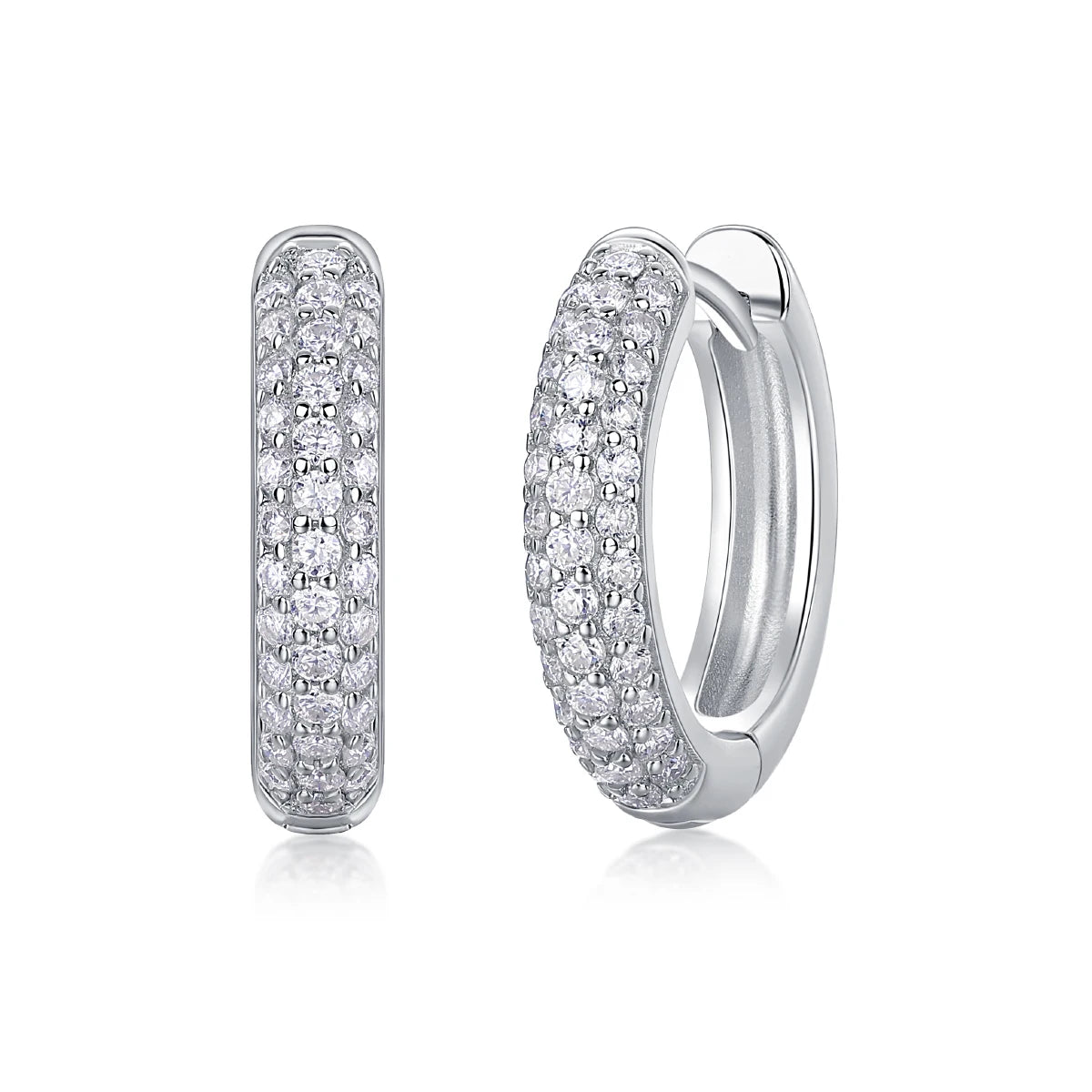 1pair Moissanite Earrings Full Pave Round Hoop 925 Sterling Silver 18K Gold Plated Comes with GRA Certificate Jewelry