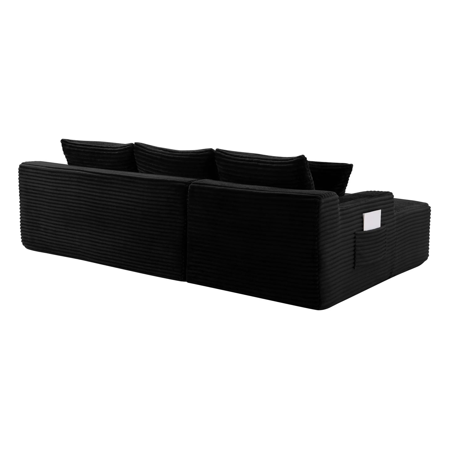 94.5" U-Shaped Sectional Sofa with Deep Seat, No Assembly Modular Cloud Couch in Corduroy Fabric with Ottoman, Space-Saving Sleeper for Living Room Bedroom Apartment