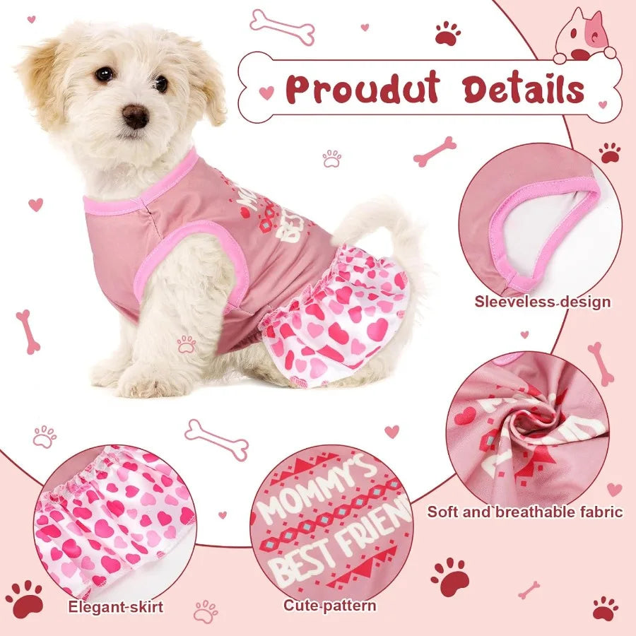 6 Pack Girl Dog Clothes Pet Dress Shirt Female Cute Dog Sundress Puppy Summer Apparel Clothes Outfits with Ruffles for Pets Cat