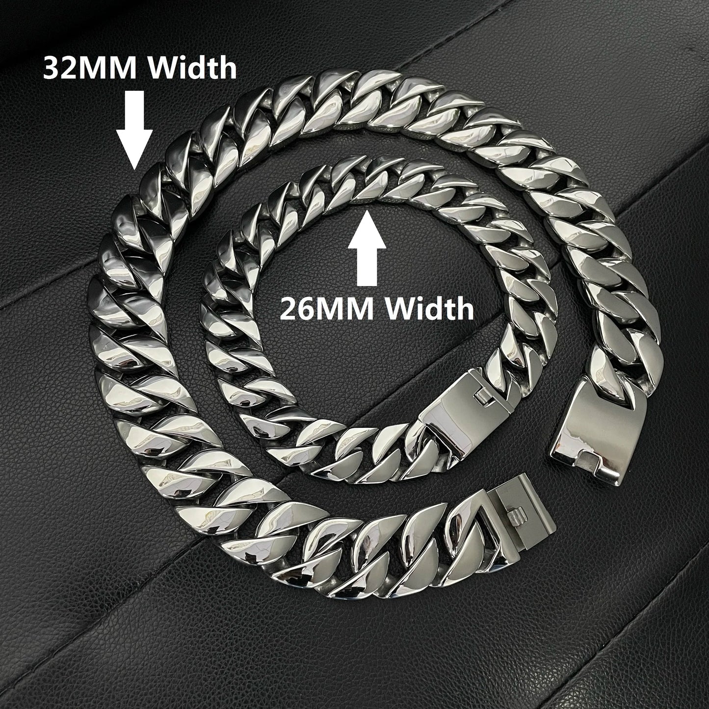Factory Wholesale 26/32mm Width Big Thick Cuban Link Chain Bracelets Necklaces For Women and Men Silver Gold Color Jewelry
