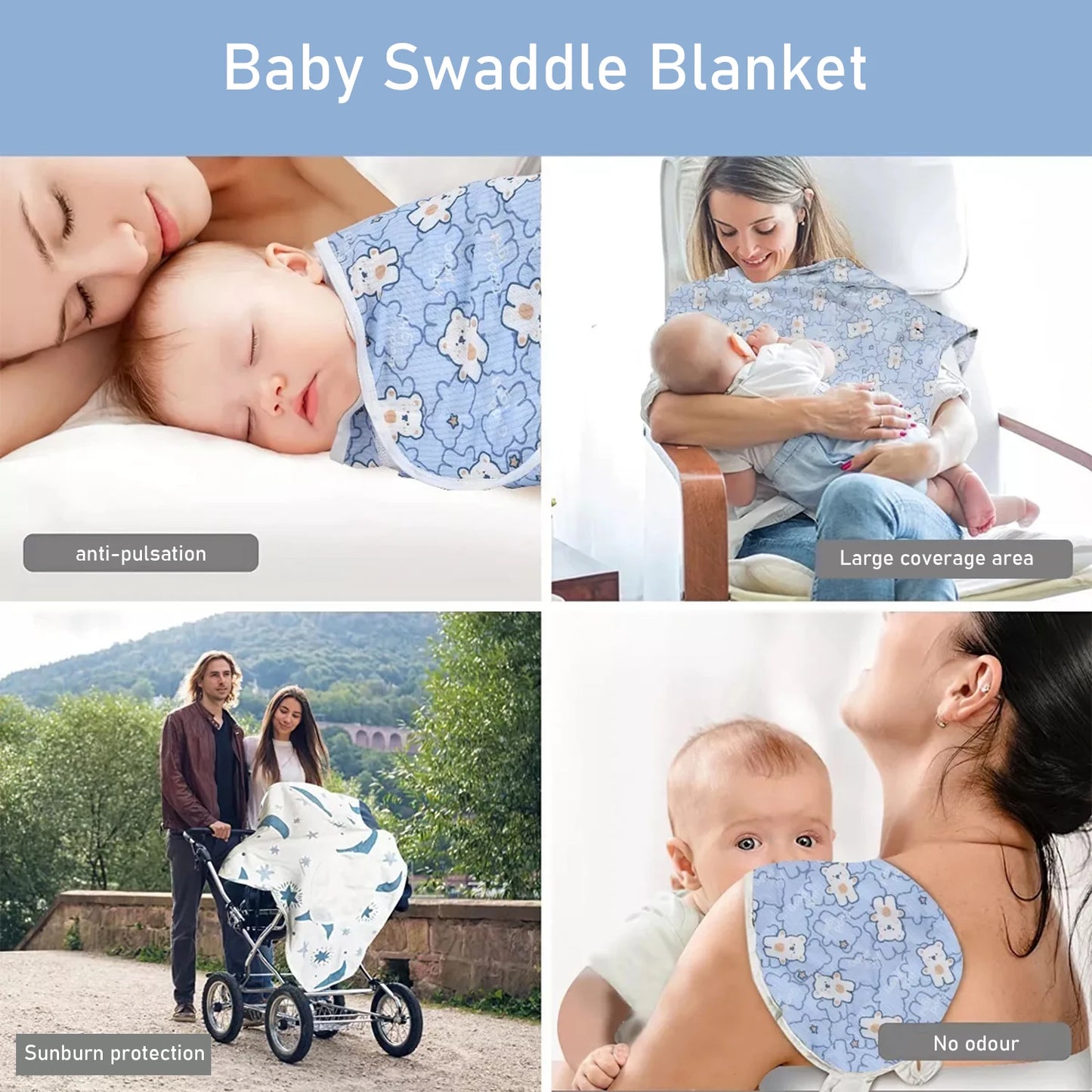 Pure cotton skin-friendly newborn baby wrap, easy to wear with, easy to change diapers, with a cap, give baby more protection