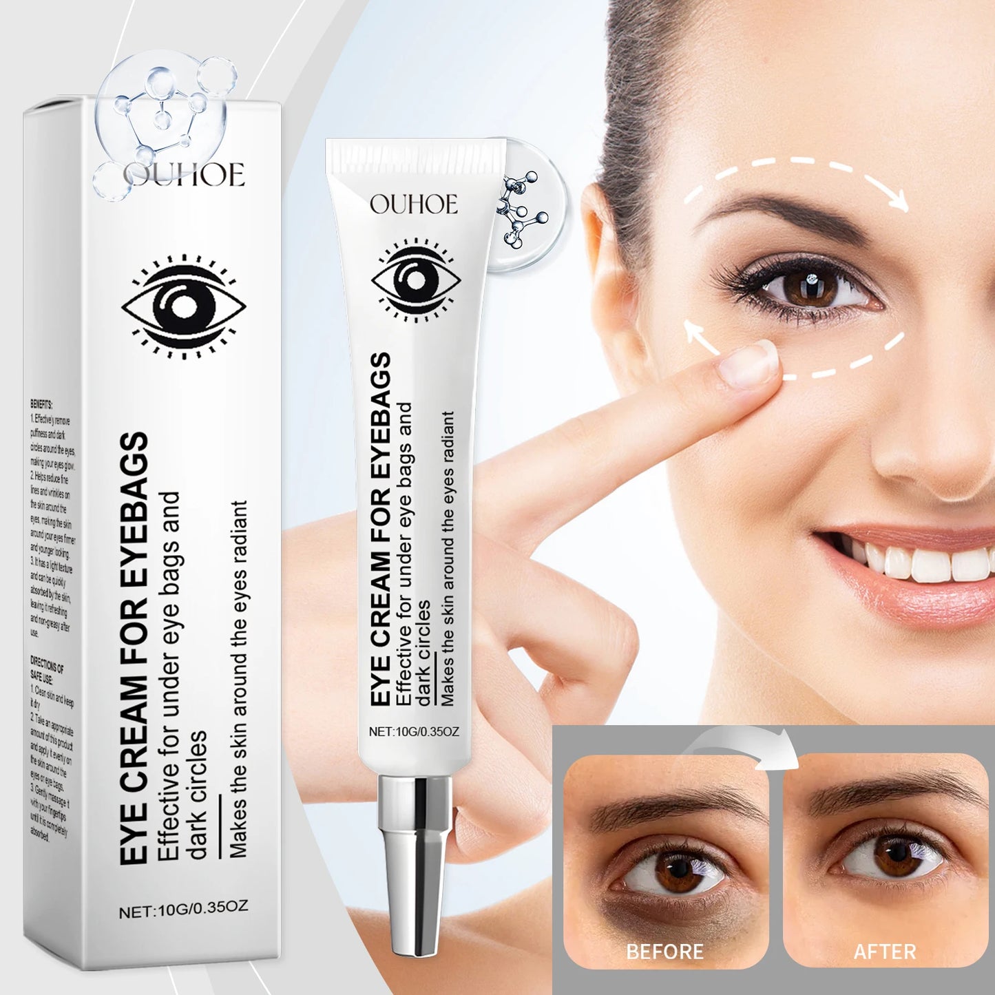 Ouhoe Collagen Eye Cream Hyaluronic Acid Deep Moisturizing Lightens Dark Circles Firms Skin Instant Eye Repair Serum Stick