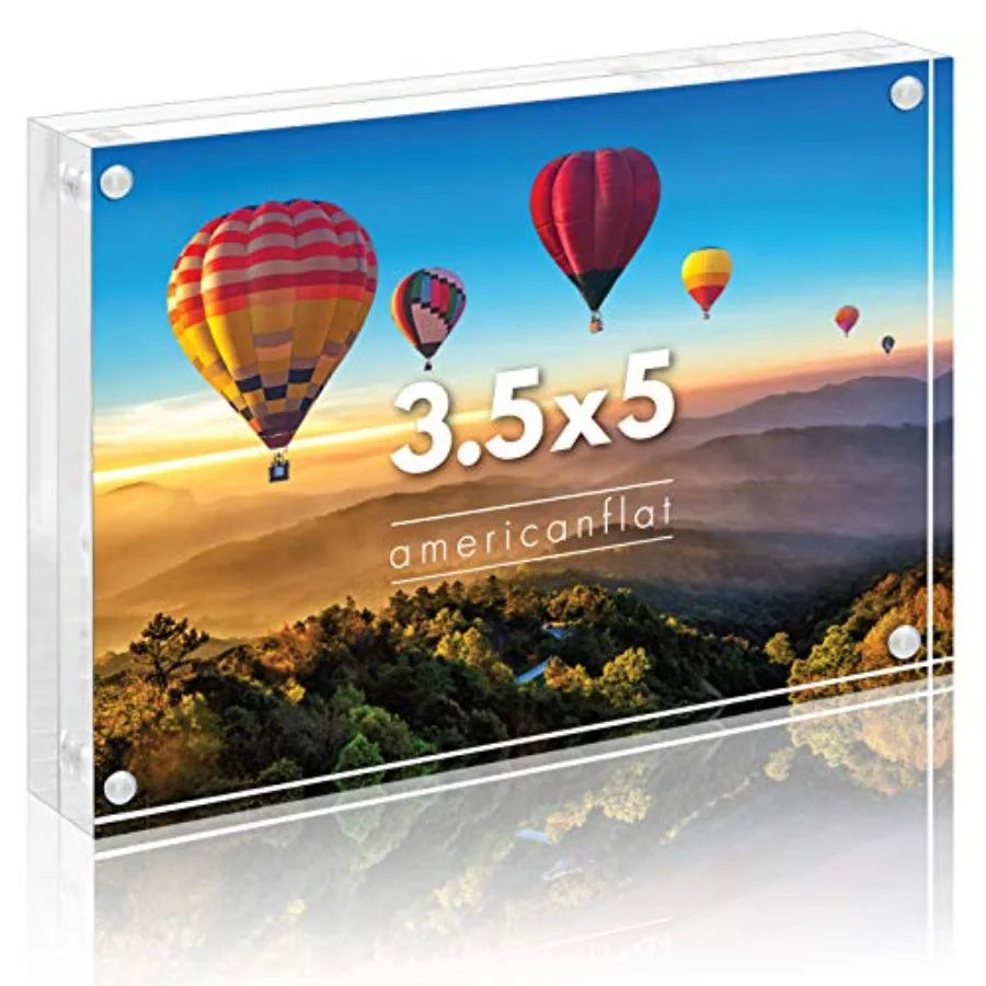Acrylic Picture Frame - Double Sided Frames with Magnetic Corners - Transparent Acrylic Frames for Desk or Tabletop Display - P