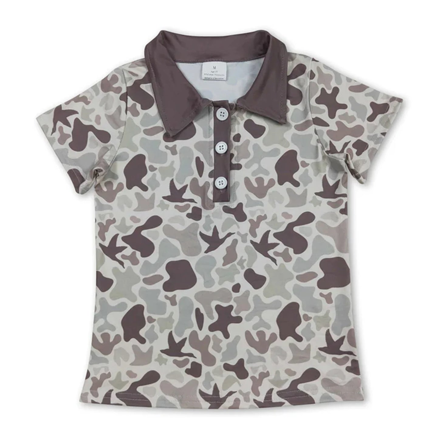 Kids Camo Print Short Sleeve Polo Shirts Soft Stretch Casual Toddler Boys Girls Lapel Tee Summer Children Camouflage Top