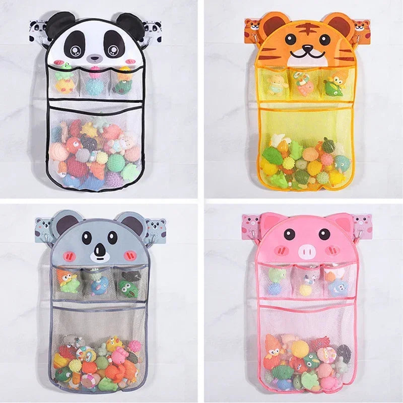 Cartoon Animal Shower Hanging Basket Cute Mesh Bag Bathroom Storage Organizer Holder for Children Baby Bath Water Toy Net Pouch