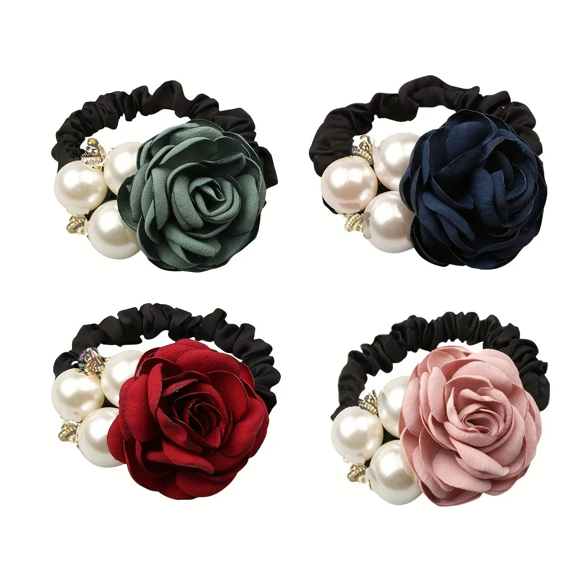 2/3/4 piece Korean fashion big pearl handmade camellia rose hair band headband hair accessories