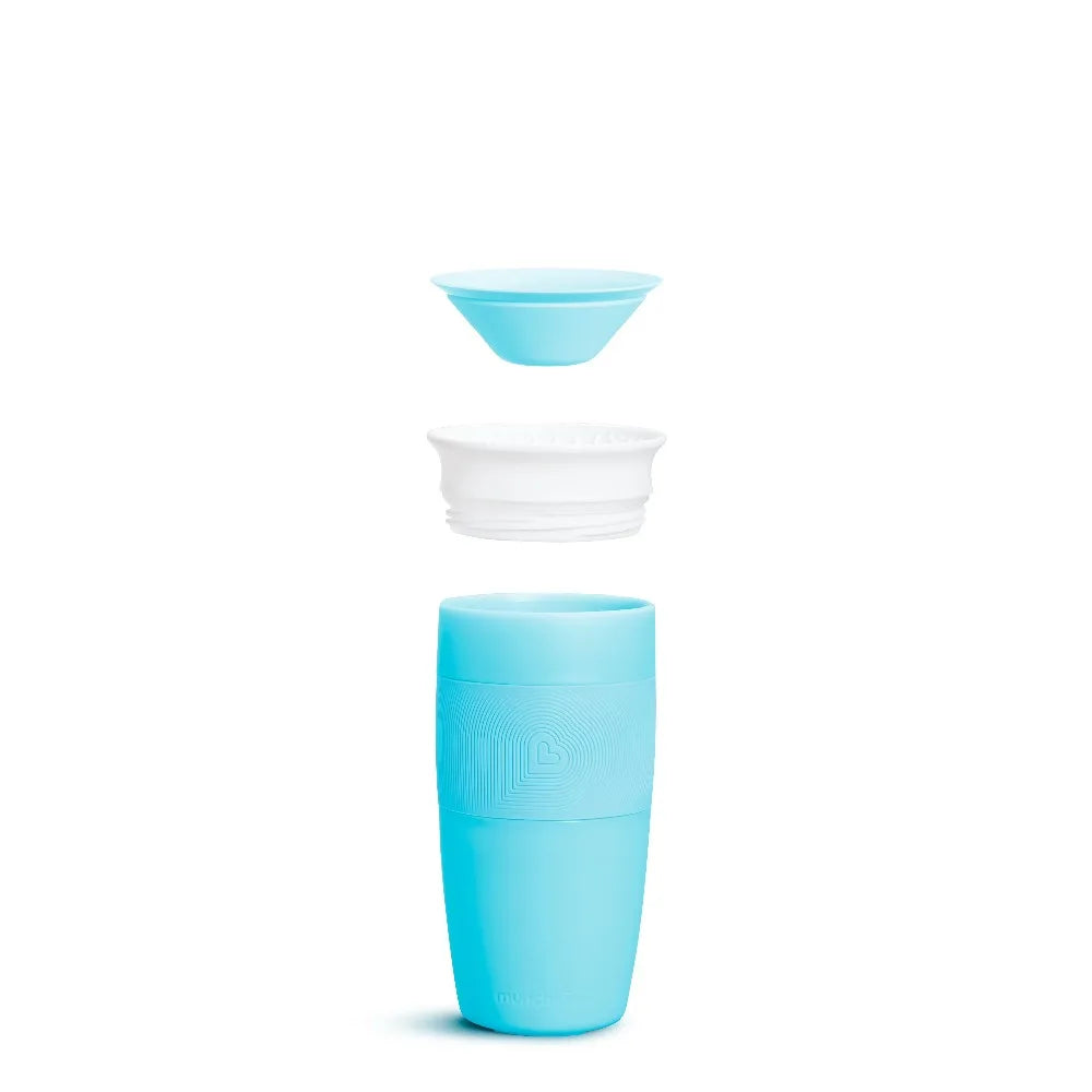 360 Degree Toddler Sippy Cup Leak Proof No Spill Training Cup with Handle 14 Ounces Blue for Kids Baby