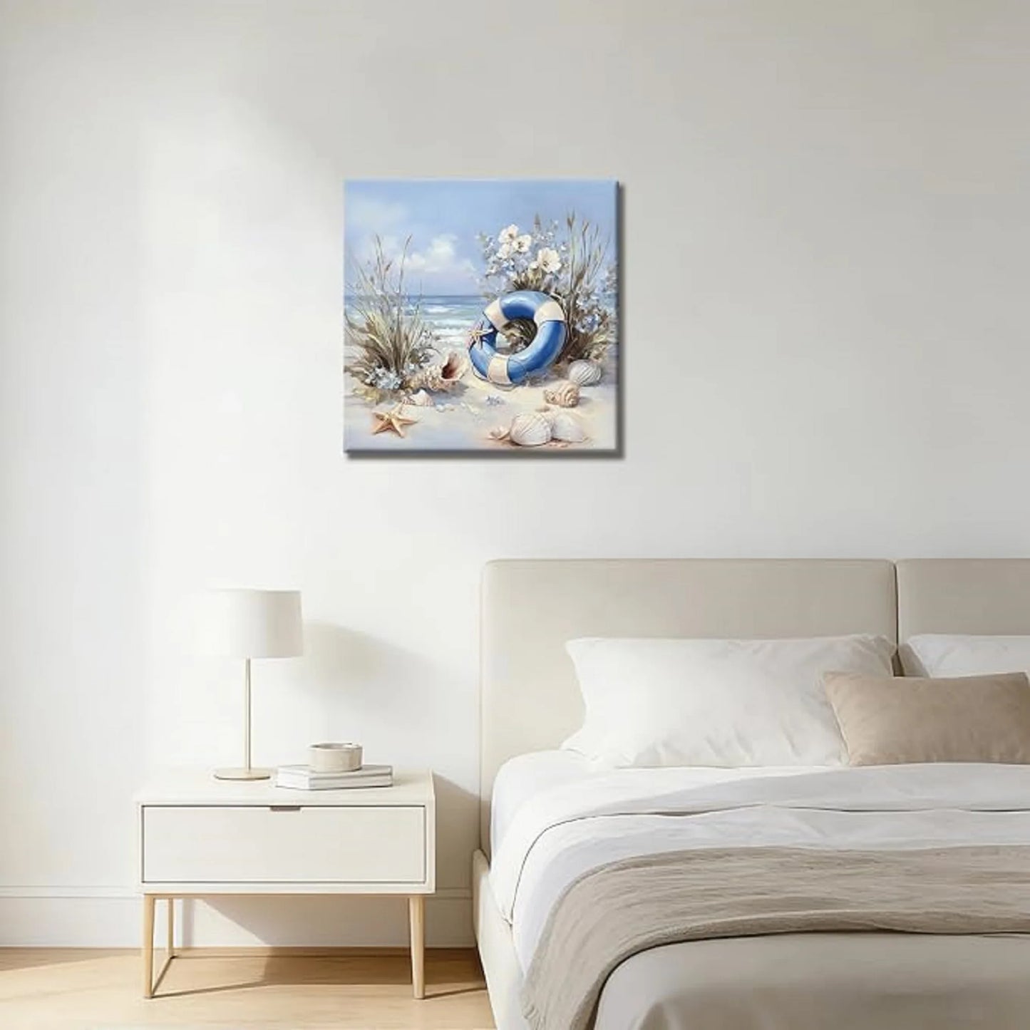 Coastal Decor Framed Print Nautical Sea Life Painting Modern Ocean Theme Artwork for Living Room Bedroom