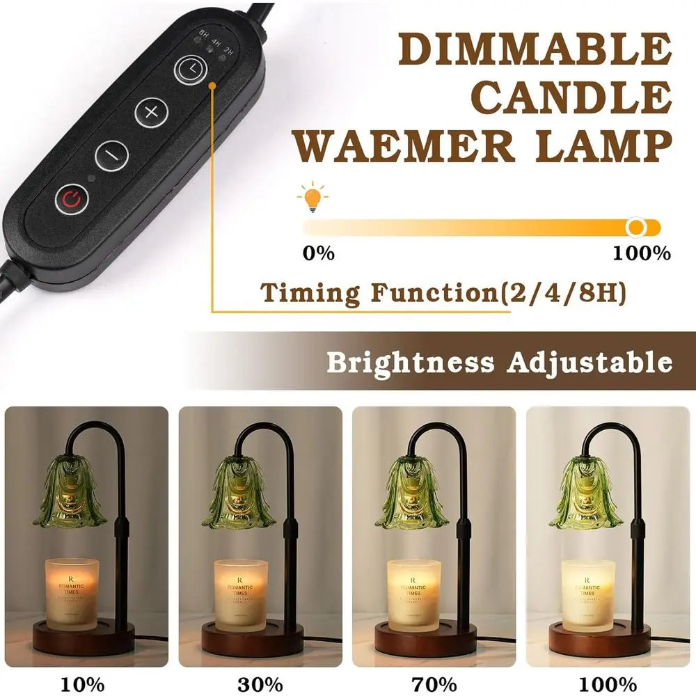 Candle Warmer Lamp with Timer, Adjustable Green Lamp Warmer or Jar Candles, Unique Women Gifts or Birthday, Dimmable Candle Heat