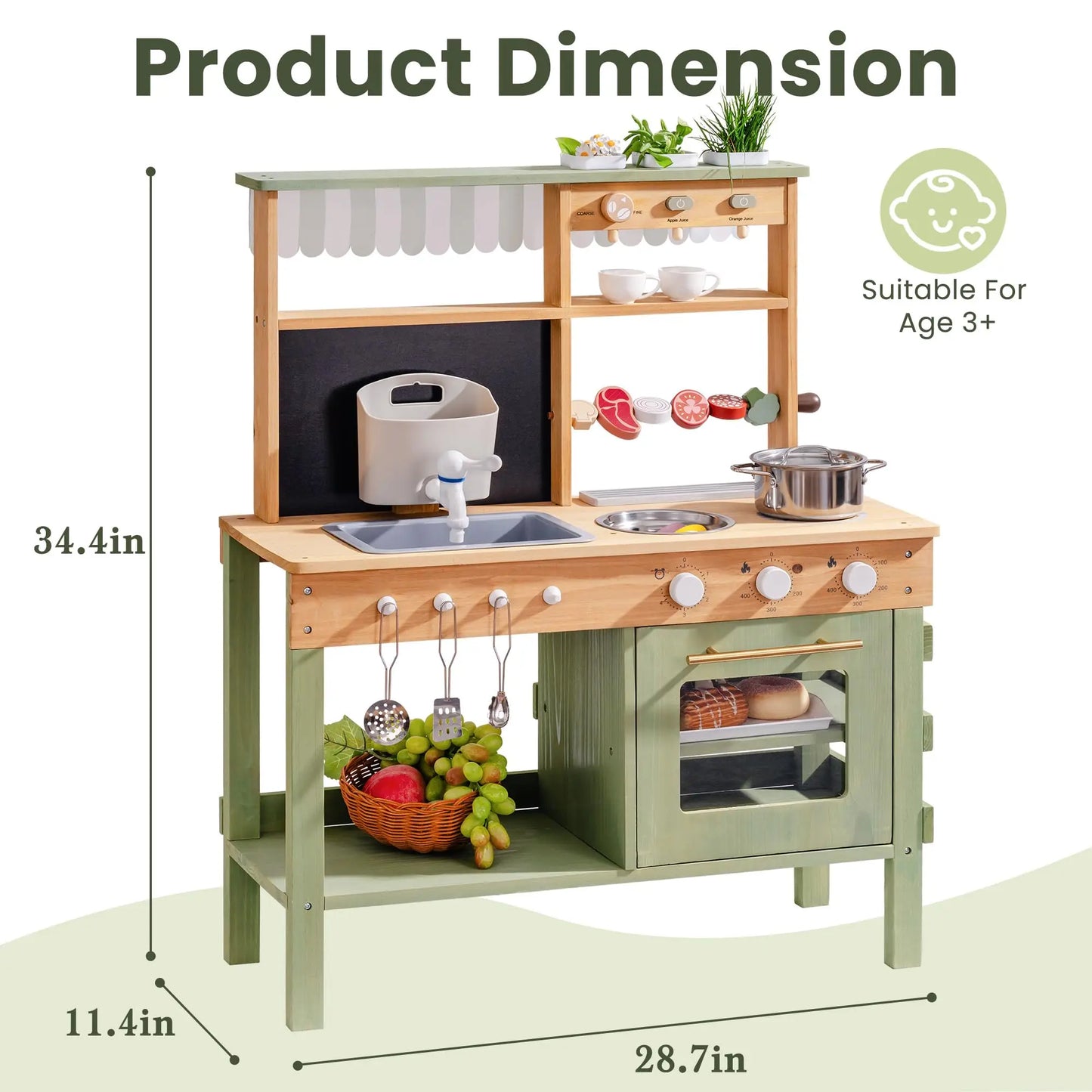 Robud Wooden Outdoor Mud Play Kitchen Outdoor Play Set with Realistic BBQ Drinks Station Ideal Birthday Gift for Kids Ages 3+