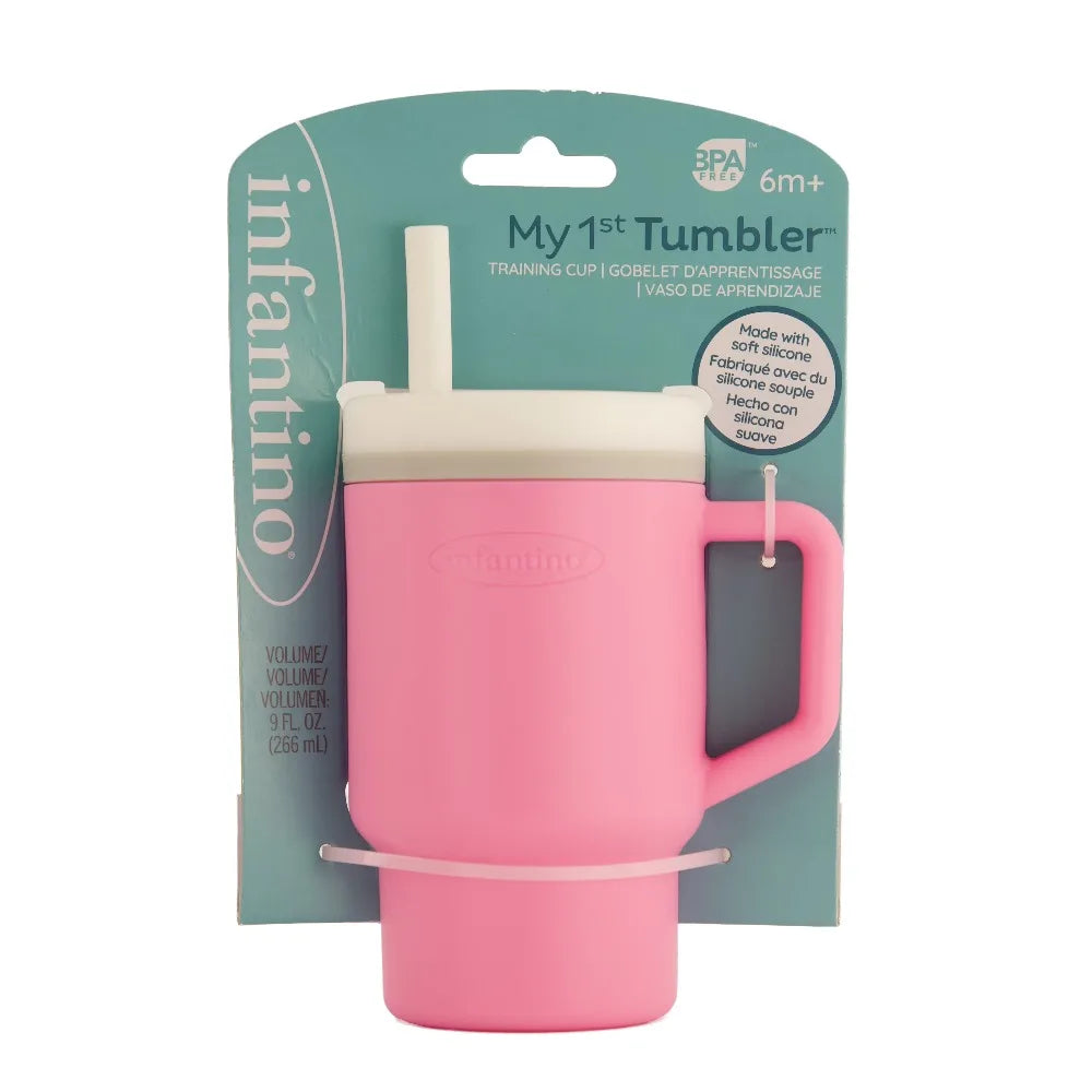 Adorable 9 oz Toddler Training Cup with Straw and Handle First Sippy Cup for Babies Cotton Candy Color Leak Proof